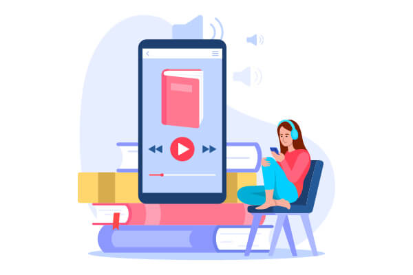 Girl Listening to Audiobooks Sitting on Chair
