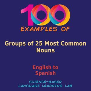 100 Examples of Groups of 25 Most Common Nouns: English to Spanish